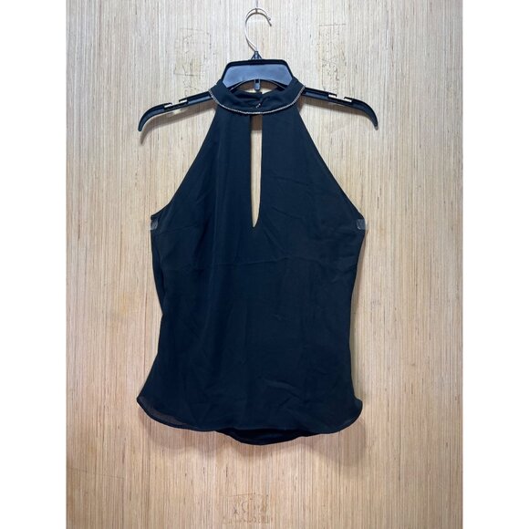 ZARA - Women's Rhinestone Diamond Crystal Backless Draped Halter Top - Black - Picture 5 of 16